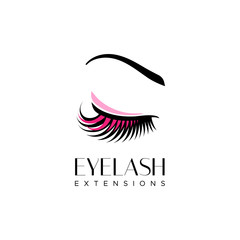 Eyelash extension logo. Vector illustration in a modern style