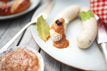 White sausage with sweet mustard