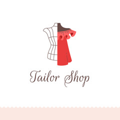 Logo for tailor shop, dressmakers salon, sewing studio, clothing store and fashion designer.