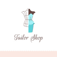 Logo for tailor shop, dressmakers salon, sewing studio, clothing store and fashion designer.