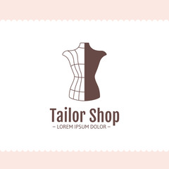 Logo for tailor shop, dressmakers salon, sewing studio, clothing store and fashion designer.