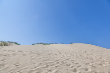 Fototapeta na wymiar White sand dunes, Nida, Lithuania. Beautiful landscape with blue sky