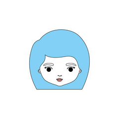 color sections silhouette caricature closeup front view face woman with straight medium hairstyle