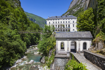 Fototapeta na wymiar Eaux-Chaudes is a spa in the valley of the Gave d'Ossau in the French Pyrenees.