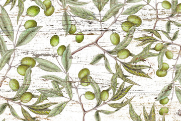 Fototapety  Olives pattern on grunge texture