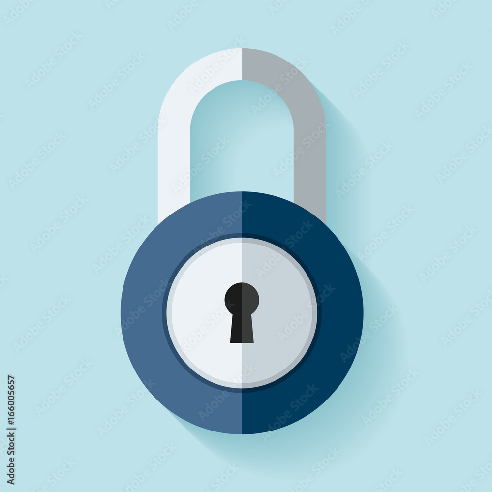 Aufkleber the padlock icon in flat style on color background. element for you project. vector design object