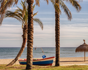 Fototapeta na wymiar Mediterranean beach of Marbella, Andalusia, Spain.