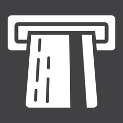 ATM credit card glyph icon, business and finance, cash sign vector graphics, a solid pattern on a black background, eps 10.