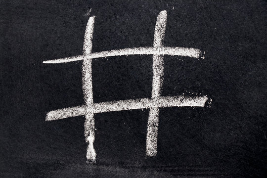 White chalk drawing as Tic Tac Toe blank shape on black board background