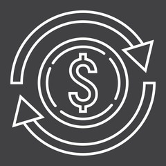 Exchange line icon, business and finance, dollar sign vector graphics, a linear pattern on a black background, eps 10.