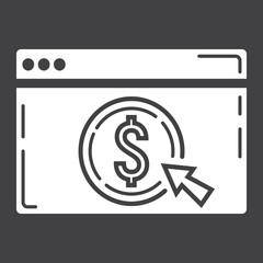 Online banking glyph icon, business and finance, ecommerce sign vector graphics, a solid pattern on a black background, eps 10.