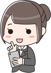女性　就活 新入社員 社会人 スマートフォン スマホ 調べ物