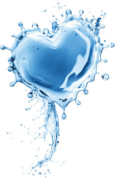 Water splash in the form of a heart.