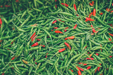 Fototapeta premium Hot chilli peppers pattern texture background.