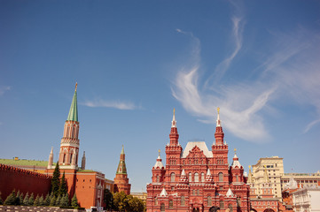 Fototapeta premium Tourism and architecture. National Historic Museum at Red Square in Moscow, Russia