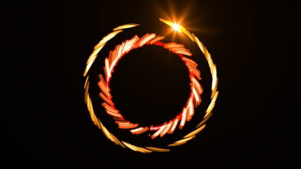 Abstract ring background with luminous swirling backdrop. Glowing spiral. The energy flow tunnel. shine round frame with light circles light effect. glowing cover. Space for your message.