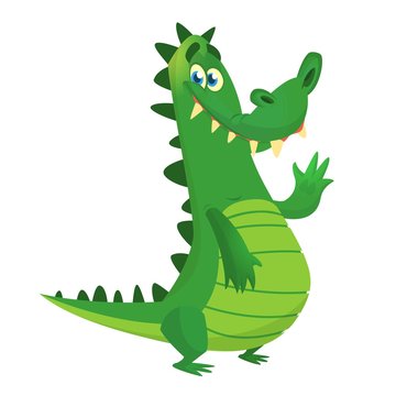 Cartoon crocodile. Vector character icon isolated on white