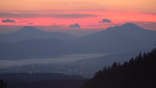 Beautiful Sunset Taim Laps in Summer Mountains