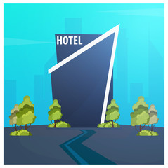 Hotel building. Guest house. Travel and trip.