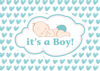 It's a Boy!, beautiful card to celebrate the new family member. In a pastel lovely blue background!