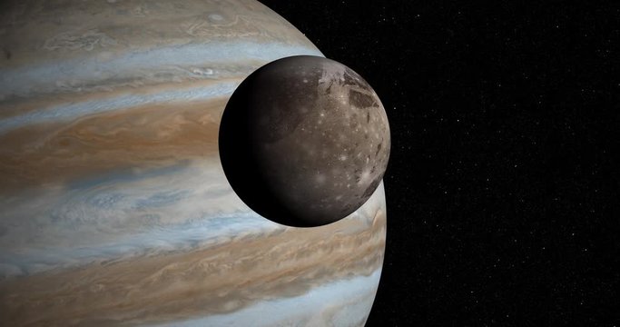 Dramatic flyby of Ganymede, in orbit around Jupiter. Two versions: 10-second and 20-second. Reversible. Data: NASA/JPL/USGS