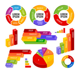 Business infographics. Chart, graph, diagram, graphic, statistics set icons. Vector illustration