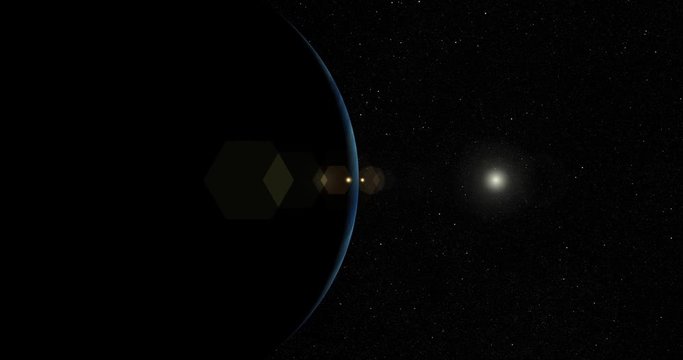 The sun bursts into view over Planet 9, a hypothetical gas giant in the far outer solar system. Clip is reversible and can be rotated 180 degrees. Data: NASA/JPL.