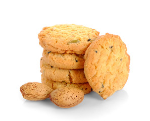 cookies almond on white background