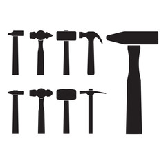 Set of different hammer silhouette - obrazy, fototapety, plakaty
