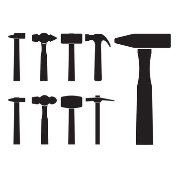Set of different hammer silhouette