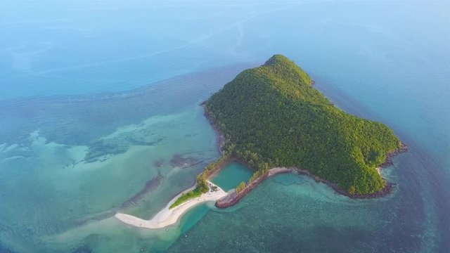 Aerial view from the drone on the island Ko Tae Nai,around Thong Sala pier on Phangan island,the most important tourist destination