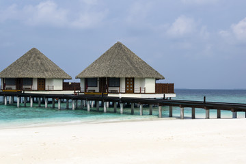 Fototapeta na wymiar Water Bungalows Maldives