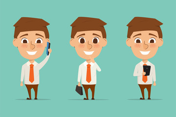 business man character different pose. business people cartoon design.