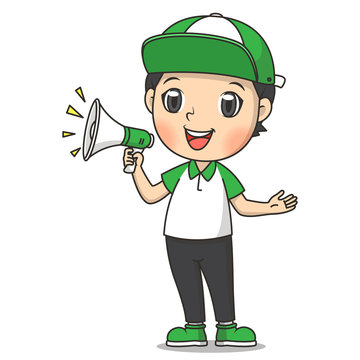 Cute boy annoucement cartoon illustration