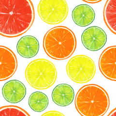 Watercolor seamless citrus pattern