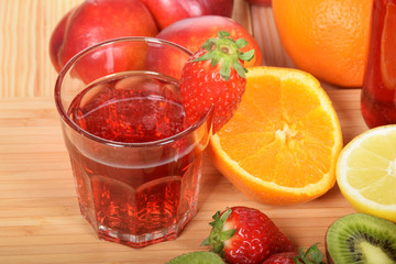 A glass of strawberry juice for a healthy breakfast