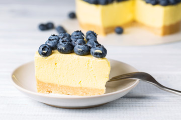 Cheesecake with blueberry, horizontal