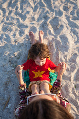 Mom with baby playing