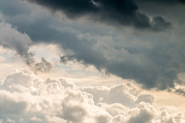 Abstract background, beautiful sky with dark cumulonimbus clouds.