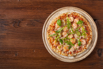 Pizza with shrimps.