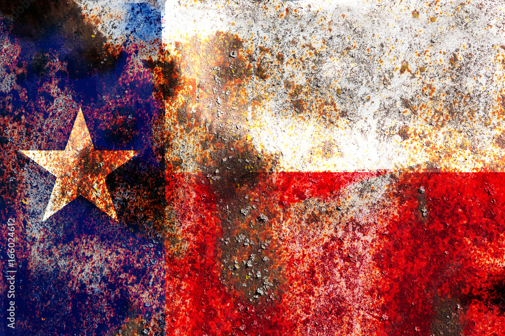 Wall mural grunge texas usa flag on rusty metal background