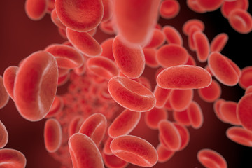 red blood cells flowing in a vessel