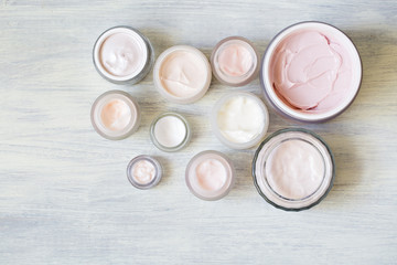 The variety of different cosmetics cream