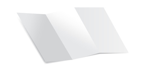 Trifold Blank Piece of Paper with shadows Mockup Vector Illustration. Mock up of a letter paper isolated on a white background.