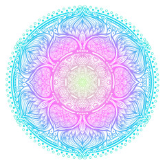 Vector ornamental mandala inspired ethnic art, patterned Indian paisley. Hand drawn illustration. Invitation element.