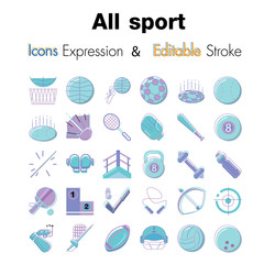 Vector illustration of stroke editable icons for Sport Vector Line Icons.
