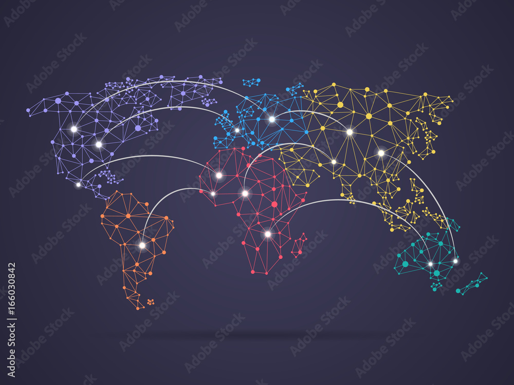 Poster vector world map connection background