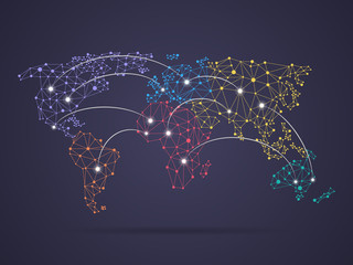 Vector world map connection background