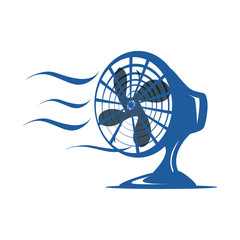 table fan with abstract wind lines, illustration design, isolated on white background
