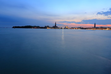 Venice at dusk. The city in twilight time. Italy